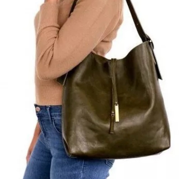 Joy Susan Olive Haze Jillian Hobo Vegan Leather Shoulder Bag Boho Minimalist - Picture 2 of 11